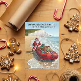 Santa Boat Arrival Funny Christmas Card シーズンカード