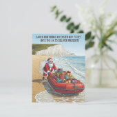 Santa Boat Arrival Funny Christmas Card シーズンカード (スタンド正面)