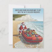 Santa Boat Arrival Funny Christmas Card シーズンカード (正面)