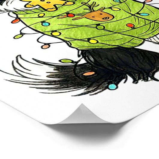 Santa Border Collie Christmas Border Collie Dog Mo ポスター (角)