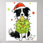 Santa Border Collie Christmas Border Collie Dog Mo ポスター (正面)