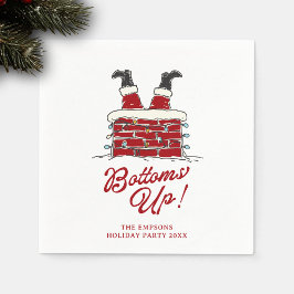 Santa Bottoms Up Funny Holiday Cocktail Accent スタンダードカクテルナプキン