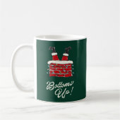 Santa Bottoms Up Funny Holiday Kitchen and Gift コーヒーマグカップ (左)