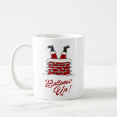 Santa Bottoms Up Funny Holiday Kitchen and Gift コーヒーマグカップ (左)