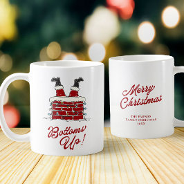Santa Bottoms Up Funny Holiday Kitchen and Gift コーヒーマグカップ