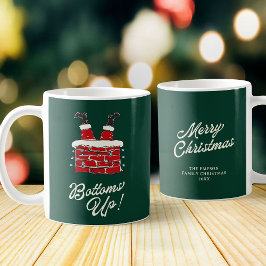 Santa Bottoms Up Funny Holiday Kitchen and Gift コーヒーマグカップ