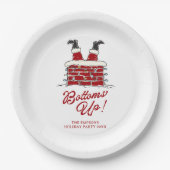 Santa Bottoms Up Funny Holiday Party ペーパープレート (正面)