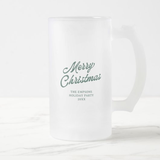 Santa “Bottoms Up” Funny Holiday Party Gift フロストグラスビールジョッキ (右)