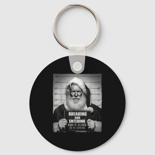 Santa Breaking Entering Mugshot Funny Christmas Ho キーホルダー (正面)