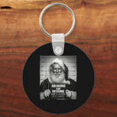Santa Breaking Entering Mugshot Funny Christmas Ho キーホルダー (正面)