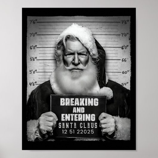 Santa Breaking Entering Mugshot Funny Christmas Ho ポスター (正面)