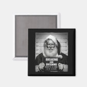 Santa Breaking Entering Mugshot Funny Christmas Ho マグネット (正面/裏面)