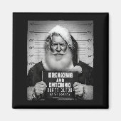 Santa Breaking Entering Mugshot Funny Christmas Ho マグネット (正面)