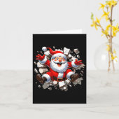 Santa Breaking Through Wall Xmas Toddler Boys Kids カード (黄色い花)