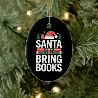 Santa Bring Books Book Lover Christmas Tree セラミックオーナメント