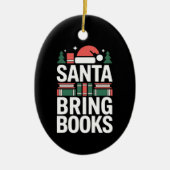 Santa Bring Books Book Lover Christmas Tree セラミックオーナメント (正面)