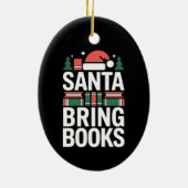 Santa Bring Books Book Lover Christmas Tree セラミックオーナメント (裏面)