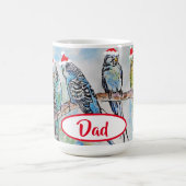 Santa Budgie Christmas Budgies Budgerigar Bird Dad コーヒーマグカップ (中央)