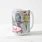 Santa Budgie Christmas Budgies Budgerigar Bird Dad コーヒーマグカップ (正面右)