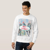 Santa Budgie Christmas Watercolor Painting Bird スウェットシャツ (正面フル)