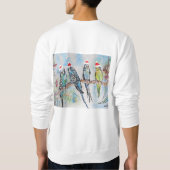 Santa Budgie Christmas Watercolor Painting Bird スウェットシャツ (裏面)