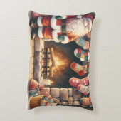 Santa by Fireplace Christmas Stockings アクセントクッション (裏面(縦))