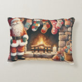 Santa by Fireplace Christmas Stockings アクセントクッション (裏面)