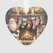 Santa by Fireplace Christmas Stockings オーナメント (裏面)