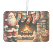 Santa by Fireplace Christmas Stockings カーエアーフレッシュナー (裏面)