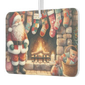 Santa by Fireplace Christmas Stockings カーエアーフレッシュナー (左)