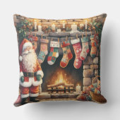 Santa by Fireplace Christmas Stockings クッション (裏面)