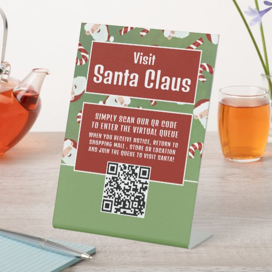 Santa Candy, Visit Santa, QR Code Queue 台座サイン (インサイチュ)
