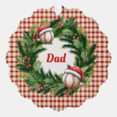 Santa Cap Baseball Dad Personalized オーナメントカード (正面)