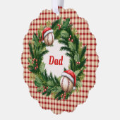 Santa Cap Baseball Dad Personalized オーナメントカード (左)