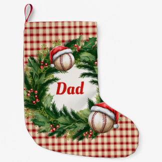Santa Cap Baseball Dad Personalized スモールクリスマスストッキング