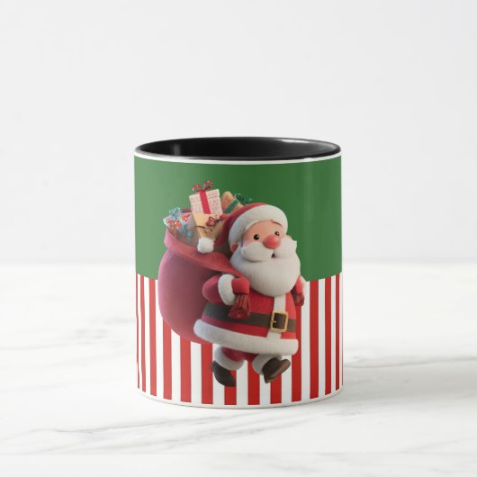 Santa Carrying Gift Sack Illustration マグカップ (中央)