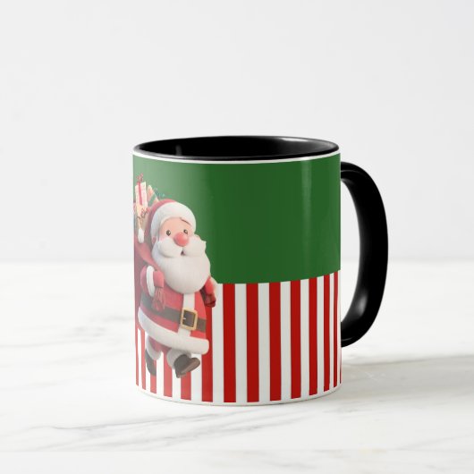 Santa Carrying Gift Sack Illustration マグカップ (正面右)