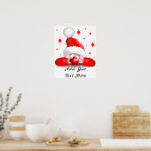 Santa Cartoon Cute Peeking Character © BluedarkArt ポスター (キッチン)