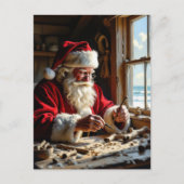 Santa Carves Driftwood at an Ocean Cabin ポストカード (正面)