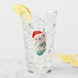 Santa Cat: Bao Bao in Christmas Stocking Art タンブラーグラス