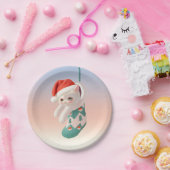Santa Cat: Bao Bao in Christmas Stocking Art ペーパープレート (パーティー)