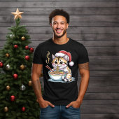 Santa Cat Eating Ramen Cute Christmas Kitty Tシャツ