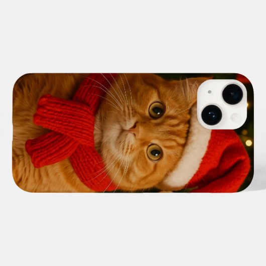 Santa Cat iPhone 14 Case Case-Mate iPhoneケース (裏面 (横))