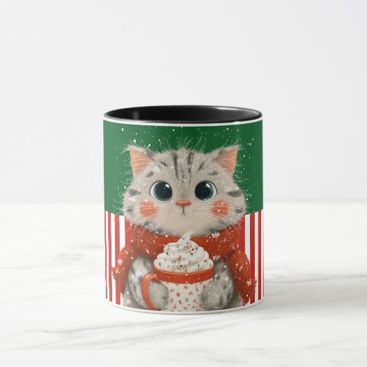 Santa Cat with Cocoa Mug マグカップ (中央)