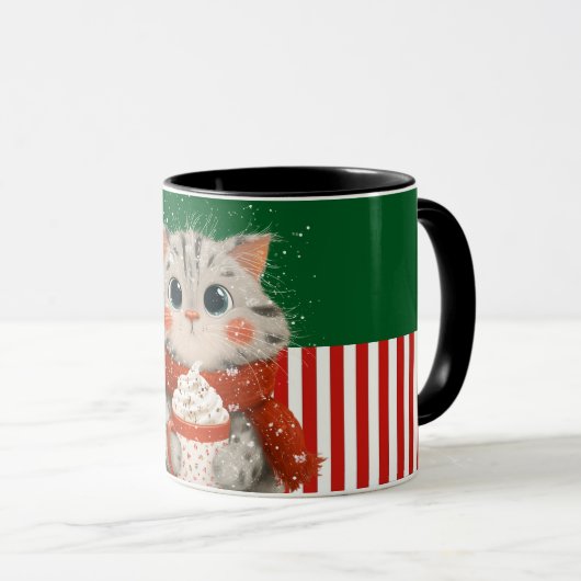 Santa Cat with Cocoa Mug マグカップ (正面右)