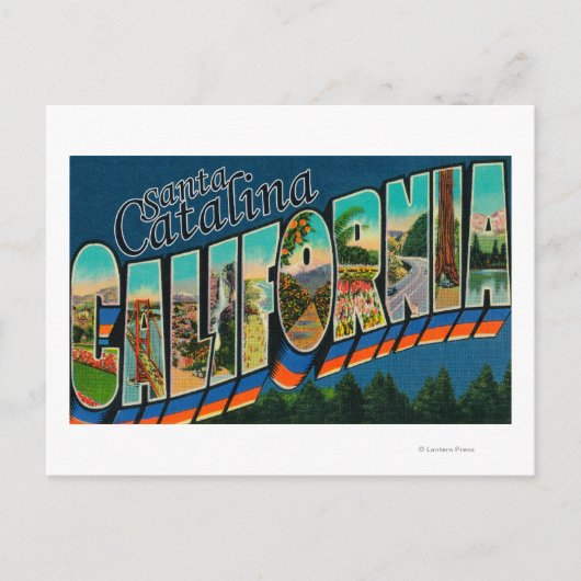 Santa Catalina, California – 大きな文字のシーン ポストカード (正面)