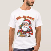 Santa Caught Stealing Cookies Funny Cartoon  Tシャツ (正面)