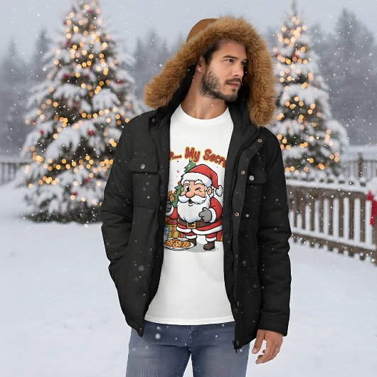 Santa Caught Stealing Cookies Funny Cartoon  Tシャツ
