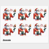 Santa Celebrates Christmas With Football スクエアシール (シート)