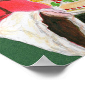 Santa Celebration Green Background ポスター (角)